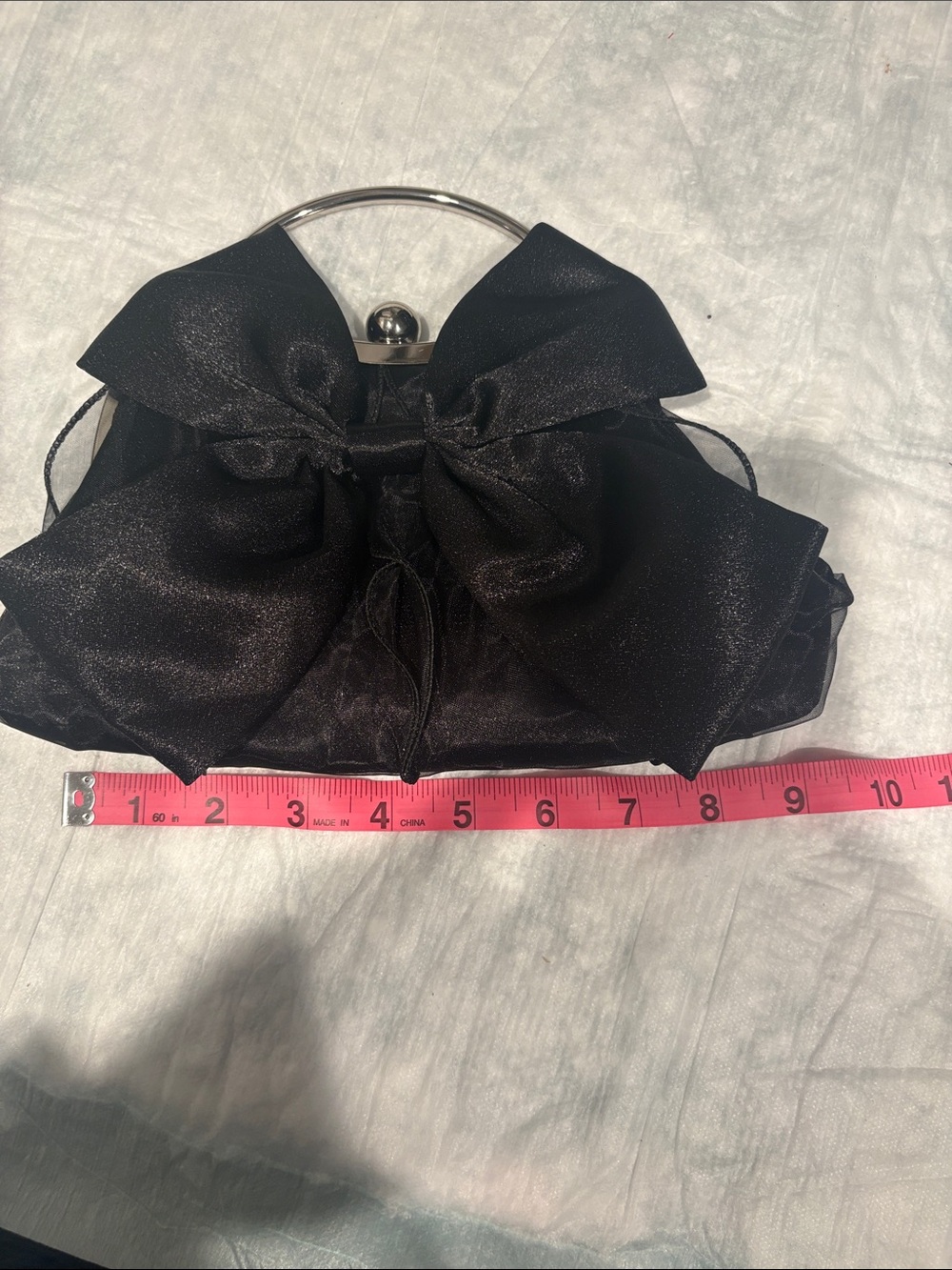 Elegant Black Bow Evening Clutch Handbag
